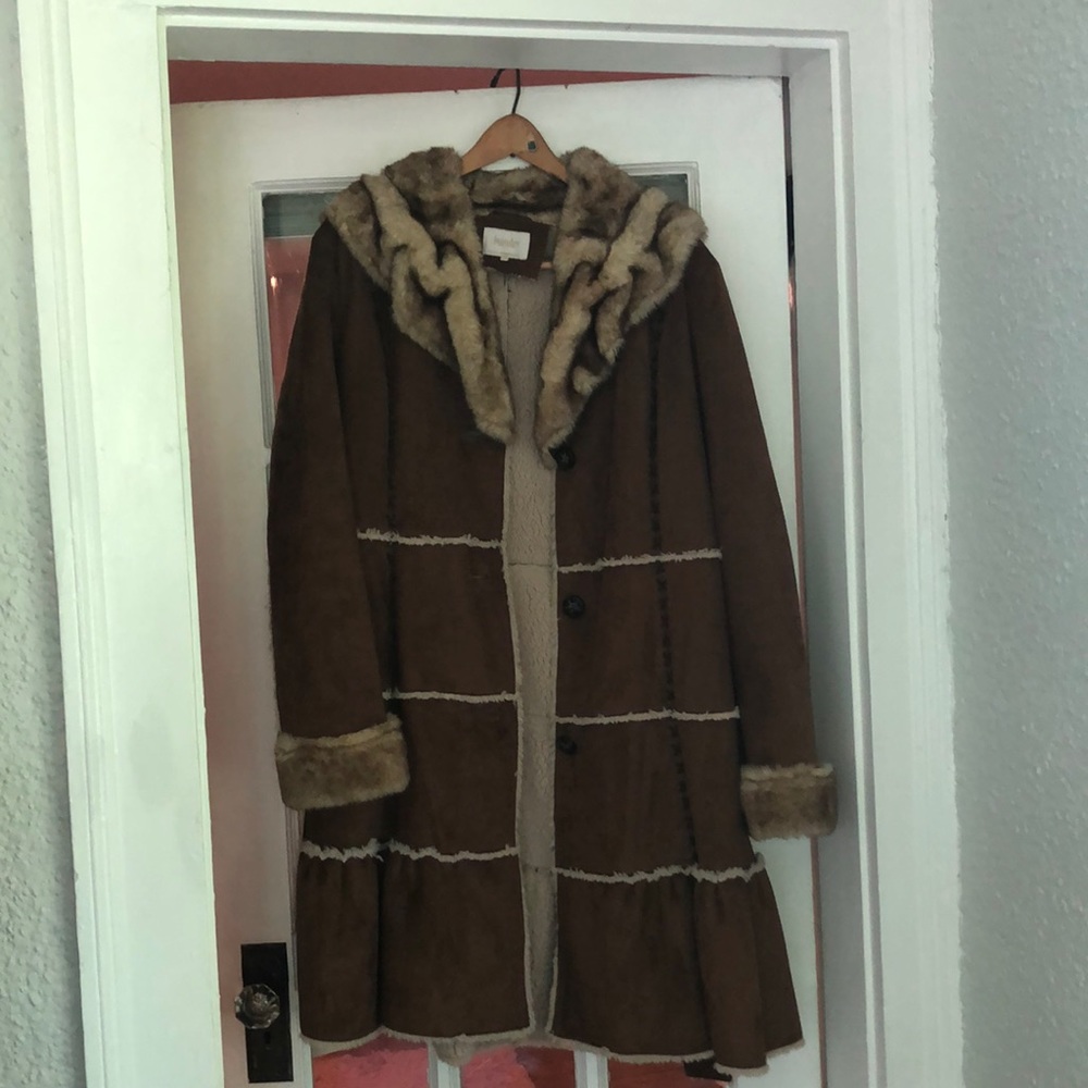 Long Suede Sherpa Jacket